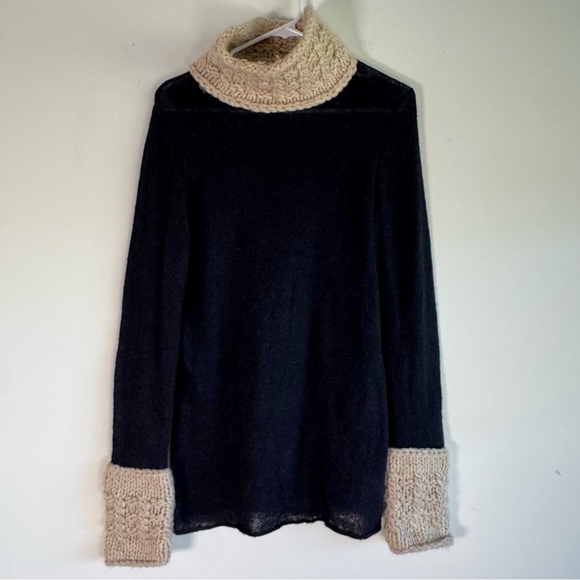 Tory Burch black wool and alpaca blend turtleneck sweater size small